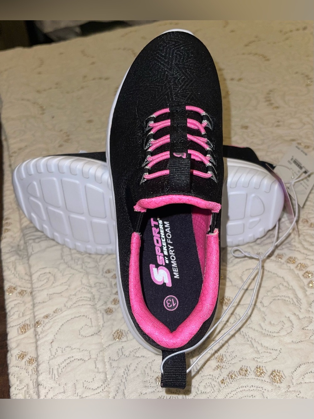 Skechers Sport Vana girls 13 slip on black pink NWT - Picture 6 of 7